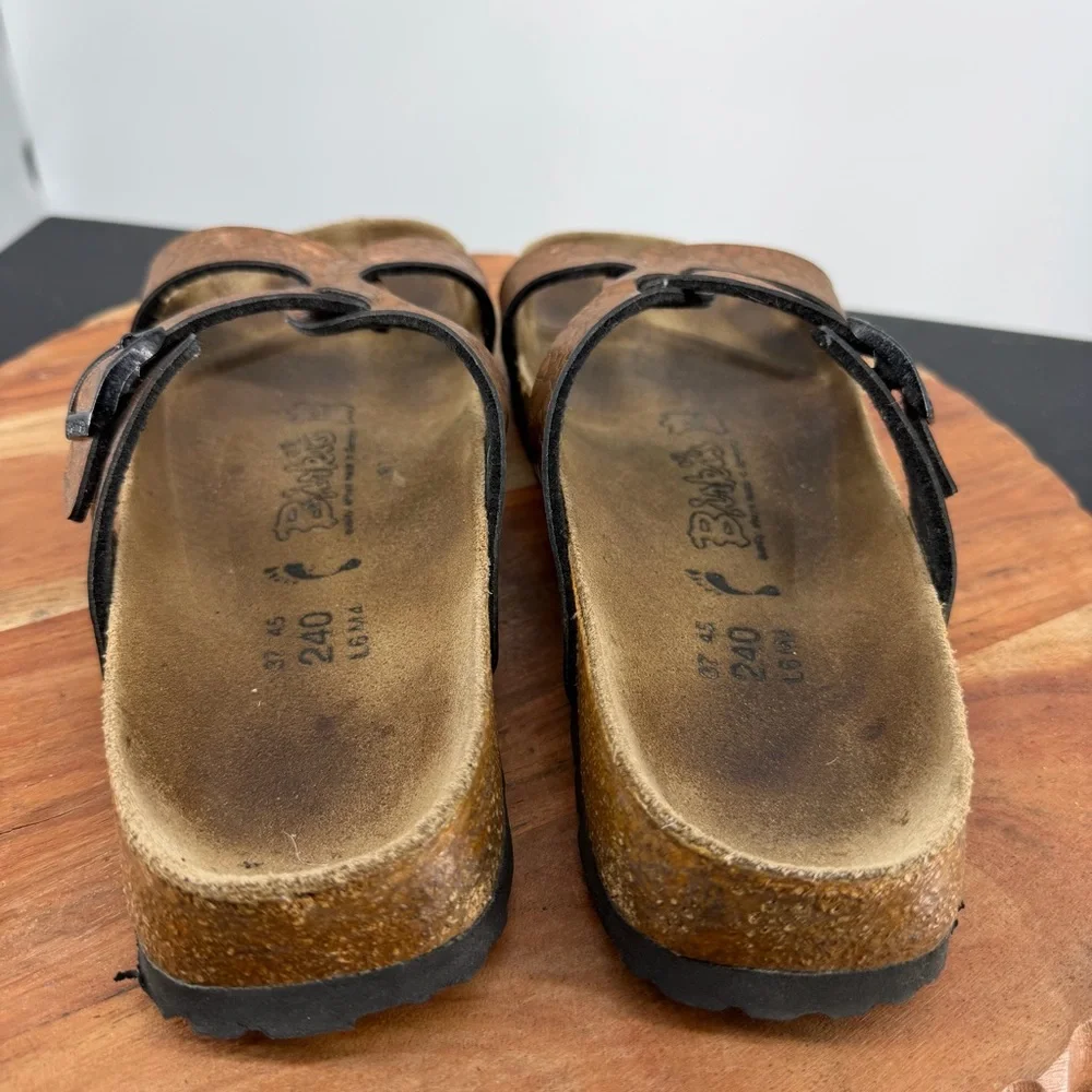 Birki’s by Birkenstock orange Bronze metallic snake cork leather sandals 37 US 6